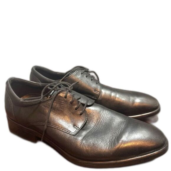 ECCO Mens Loafers 44 Lace Up Dressy Business Oxford Formal Leather Black